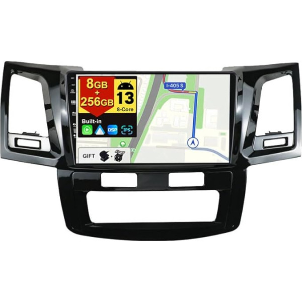 BXLIYER - [8G+256G] - Android 12 IPS auto radio Toyota Fortuner 1 AN50 AN60 AN60 Hilux Revo Vigo (2008-2014) - Bezvadu CarPlay/Android Car - Kamera un mikrofons - 9 collu 2 DIN - DAB SWC Fast Boot 360-CAM