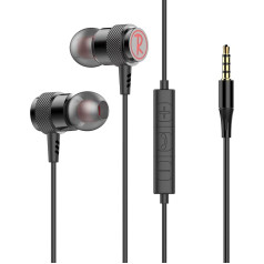 In-ear austiņas ar kabeli, magnētiskās austiņas ar mikrofonu, atmiņas putas trokšņu slāpēšanai, stereo un HiFi skaņa, 3,5 mm austiņas, saderīgas ar Samsung Galaxy, iPhone, viedtālruni, MP4.