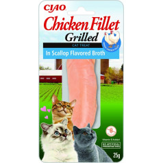grilēta vistas fileja ķemmīšgliemežu aromāta buljonā - kārums kaķiem - 25 g