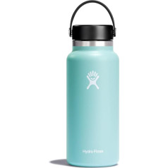 Hydro Flask 946 ml dzeramā pudele, izolēta nerūsējošā tērauda dzeramā pudele, sporta pudele ar necaurlaidīgu vāciņu un siksniņu, termiskā pudele, droši mazgājama trauku mazgājamā mašīnā, ar lielu atvērumu, rosaina