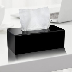 GOCUODE Tissue Box (Pure Handmade), Acrylic Cosmetic Tissue Box, Tissue Dispenser, Tissue Box for Kitchens Offices Bedroom Car (Black)