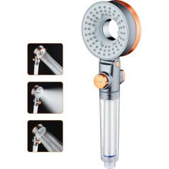 Water-Saving Shower Head with 3 Jet Types, Pressure Increasing Hand Shower with Filter Against Limescale, Rain Shower Heads, Shower Head Water-Saving with Stop Function, Spa Shower Head