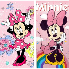 damaloo 2 roku dvieļu komplekts ar Minnie Mouse motīvu, dušas dvielis, 70 x 140 cm, vannas dvieļi, bērniem, bērnu dvieļi, meitenēm, pludmales dvieļi, bērniem un pieaugušajiem