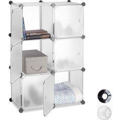 Relaxdays, DIY Cubes Shelving System with 6 Doors, with Grips, Room Divider, Plastic, H x W x D: 97.5 x 66 x 32 cm, Various Colours