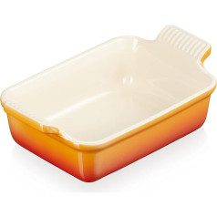 Le Creuset Heritage akmensmasas taisnstūra trauks, 19 cm, 1,1 litrs, liesmojoši oranžs (vulkānisks)