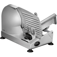 Clatronic MA 3585 All-Metal Food Slicer / Large, Rustproof Stainless Steel Blade (Diameter 190 mm), 150 Watt, Universal Serrated Blade, Die-Cast Aluminium Motor Housing, Freely Adjustable Cutting Thickness (0 - 15 mm)