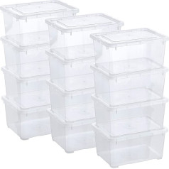 Grizzly Storage Boxes with Lid Transparent – Transparent Boxes, Stackable, with Ventilation, Set of 12, 1,7 L