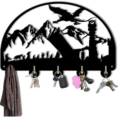 Rings Key Hooks Decor Gifts Key Board Black Hook Rack Self-Adhesive with 5 Hooks Wall Mounted Key Holder for Wall, Entrance and Kitchen (7)