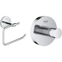 GROHE Bau Cosmopolitan, vannasistabas piederumi, papīra turētājs, 40457001 & essentials, vannasistabas piederumi, vannas istabas aksesuāri, pakaramais, hroms, 40364001