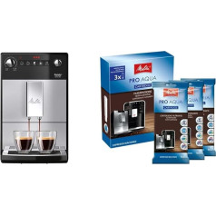 Melitta Purista F 230-101 Pilnībā automātisks kafijas automāts ar klusu konusveida dzirnaviņu sudraba/melnā krāsā un 224562 filtru kasetne pilnībā automātiskiem kafijas automātiem | 3 x Pro Aqua | Novēršana no