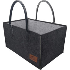 DeSen Deluxe Felt Bag, High-Quality Shopping Bag, Chic Beach Bag, Handbag, Newspaper Basket, Felt Basket, Shopping Basket (50 x 25 x 25 cm, Anthracite/Grey Ⅱ)