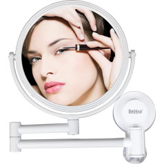 MASMAS Vanity Mirror Wall Mirror Foldable with 1x2 Magnification Double Sided 360° Rotating Suction Cup Easy Installation