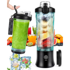 Dreamhigh® blenderis Smoothie Maker, 600 ml pārnēsājams blenderis kokteiļiem un smūtijiem ar 6 asmeņiem, 4000 mAh mini blenderis, kas spēj izspiest 25 tases sulas birojam, kempingam un ceļojumiem