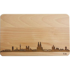 Brotzeitbrett Köln Skyline | Dižskābarža brokastu galds | Koka sagriešanas dēlis | Dāvana ar gravējumu | Brokastu galds | Ziemeļreina-Vestfālenē (22 x 14 x 1 cm - bez personīgā gravējuma)