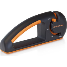 Orange Ninja 4-Stage Knife Sharpener - Premium Kitchen Knife Sharpeners - Adjustable Handheld Manual Knife Sharpeners for Kitchen Knives, Pocket Knife Sharpener, Chef & Serrated Knife by Sharp Pebble