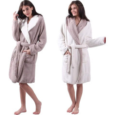 HOMELEVEL Sherpa Reversible Bathrobe Lambskin Look vīriešiem un sievietēm ar kapuci Dressing Gown House Coat