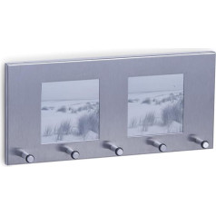 Zeller 13885 Key Hook Rack with Photo Frames Stainless Steel 29 x 3.8 x 13 cm