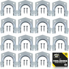 Pack of 15 Tool Hooks for Shed, Heavy Duty Shed Hooks for Garden Tools, Tool Storage Hooks, Garden Tool Hooks, Garage Hooks, Heavy Duty, Garage Wall Hooks, Wall Hooks