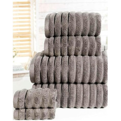 Rapport 6 x Charcoal Ribbed 100% Cotton Towel Set