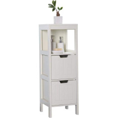 Etnicart Bathroom Cabinet White Wood MDF 30 x 30 x 89 cm Space Saving Multi-Purpose Cabinet Bathroom Furniture Cabinet Two Drawers 2 Shelves Multi-Purpose Container