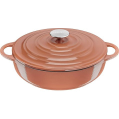 Tefal E26072 LOV Servēšanas panna 28 cm, reģenerēta čuguna, optimāla karstuma saglabāšana, piemērota visām plītīm, piemērota indukcijas plītīm, piemērota cepeškrāsnij līdz 250 °C, var mazgāt trauku mazgājamā mašīnā, terakota