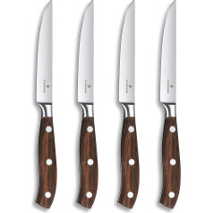 Victorinox, Grand Maître, Profi Steakmesser-Set, 4-teilig, Extra Scharfe Klinge, gerader Schliff, 12 cm, Edler Holzgriff, Rostfreier Stahl, braun