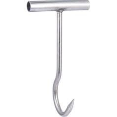 ULTECHNOVO Grill Meat Hook Barbecue Hook Butcher Hook Smoking Hook Stainless Steel T-Hook Meat Turner Hook with Handle Meat Reversible Hook Bone Hook for Roasting Fork BBQ Tool