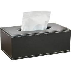 /N Rectangle PU Leather Tissue Box for Home Office Hotel Room Napkin Box Decorative Black