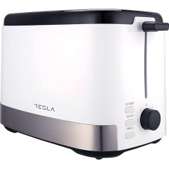 TESLA TS300BWX Toaster (800W, 2 Slices, Nichrome Wire Heater, Removable Crumb Drawer, Defrost, Reheat) (White Inox-Black)