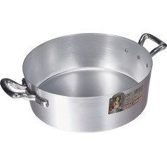 Pentole Agnelli Linie Family Cooking Aluminium Niedriger Kasserolle mit Zwei Griffen, Metall, Silber/schwarz, 30 cm