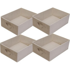 JAKAGO garderobes organizētājs, 4 gabali, salokāmas lieliskas uzglabāšanas kastes, 39 x 29 x 14 cm, apģērbiem, krekliņiem, biksēm, dvieļiem, rotaļlietām (bēšs)