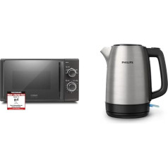 CASO M20 EASY mikroviļņu krāsns un Philips tējkanna - 1,7 l ietilpība ar vadības displeju, nerūsējošais tērauds, Pirouette pamatne (HD9350/90), 2200 W, 23 x 15,6 x 24,3 cm, melna (ES kontaktdakša)