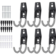 Proster 6 Pieces Steel Garage Storage Utility Double Hooks High Performance Hooks Heavy Wall Hook Multisize Heavy Duty J Hooks for Bulk Goods, Bicycles, Ladders etc. – Grey