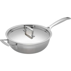 Le Creuset 3 kārtu nerūsējošā tērauda nepielipīga panna ar vāku - 24 cm