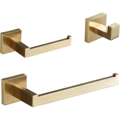 Gudetap GTS198BG Vannas istabas piederumu komplekts Towel Hook Toilet Roll Holder Brushed Gold Nerūsējošā tērauda vannas istabas piederumi