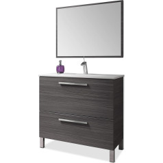 Links – ATENA C3 Under Sink Cabinet + Mirror. Dimensions 80 x 45 x 80H Cm Melamine Set. Grey.