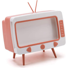 Kosmētikas salvešu kastes turētājs ar tālruņa turētāju, Retro TV tālruņa statīvs, Creative Retro TV formas salvešu izsmidzinātāju kastes turētājs, 2-in-1 daudzfunkcionāla salvešu kaste vannas istabai, (rozā)