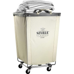 Seville Classics Wheeled Hotel Home Closet Bedroom (Patented) Steel Linen Polyester Cream 18