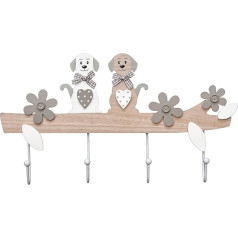 SPOTTED DOG GIFT COMPANY - Dog Coat Hook Rack - Decorative Wall Hooks Wood in Dog Motif - 4 Hooks Dog Decoration House Decoration for Wall