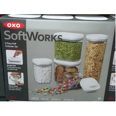 OXO 2146700 SoftWorks Pop konteineru komplekts, caurspīdīgs/balts, 5 gabali, plastmasas