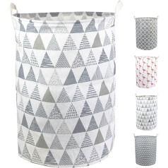 Laundry Basket & Mesh Laundry Bag - Foldable Storage Container - Dirty Laundry Basket with Handle - Cotton Towel Basket - Waterproof Interior - Cute Design (Grey)