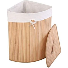 enyaa Faltbare Bambus-Wäschekekörbe 105 Liter Bambus faltbar Wäschekorb Box Wäschekorb Wäschekorb Wäschesammler Deckel abnehmbar waschbar Futter 2 Farben hellbraun Natural Corner 105 Liter