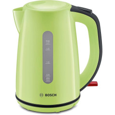 Bosch kabelloser Wasserkocher TWK7506, Abschaltautomatik, Überhitzungsschutz, Kalkfilter, 1,7 L, 2200 W, grün