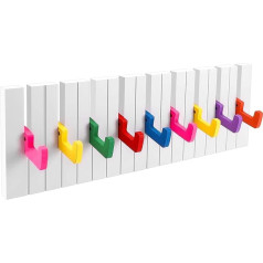 Children's Piano Design Coat Hook, Foldable Coat Hook, Wall Coat Rack, Wooden Hook Rack with 9 Fold-Out Hooks for Children's Room, Hallway, Bedroom