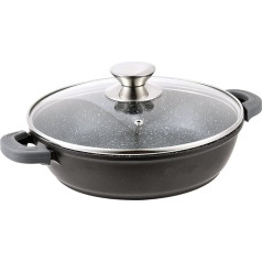 Sauté panna Diametrs 36 cm ar stikla vāku Servēšanas panna Tvaicēšanas katls Saucepan Frying Pan Induction Cast Aluminium Casserole Pan Marmora pārklājums