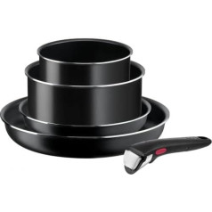 TEFAL Ingenio L1549043 Easy Cook & Clean neslīpo trauku komplekts, 5 gabali, melns