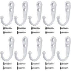 Umsole Pack of 10 Wall Hooks, Coat Hooks, Clothes Hooks, Clothes Hooks, Clothes Hooks with 20 Screws in Nickel (White)