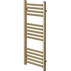 Greened House Brushed Brass Straight Towel Rail 300mm Wide x 800mm High Flat Central Heating Towel Rail Radiators