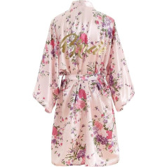 YAOMEI Sieviešu līgavas līgavas līgavas draudzene Ģērbšanās kleita Kimono satīna Sleepwear Bathrobe Robe Sparkle Cherry Blossom Negligee Pjamas S-2XL