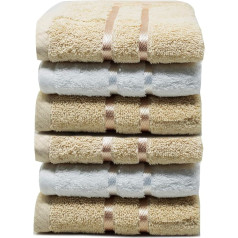 Towelogy® 12 Pack kokvilnas mazgāšanas drāniņas 600 gsm ātri sausas mazgāšanas drāniņas sejas dvieļi Hotel Spa Vannas istabas kosmētikas noņemšanas salvetes 30x30cm White/Coffee